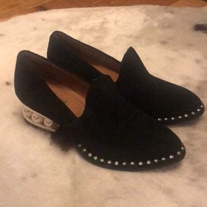 pearl heel loafers